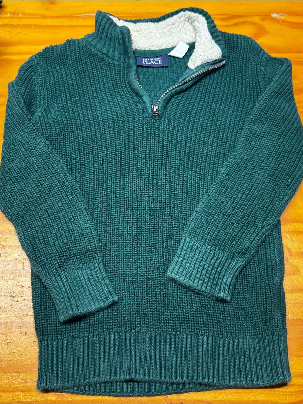 The Children's Place Teal Sherpa-Trim Quarter-Zip Sweater